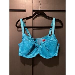 Hips & Curves  Underwire Lace Floral T Shirt Bra Blue 40DD  style 00201493 new